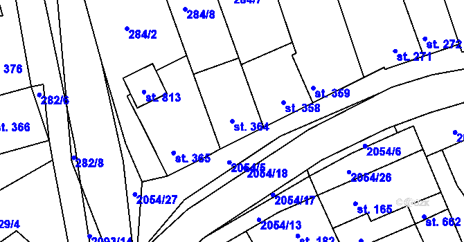 Parcela st. 364 v KÚ Svitávka, Katastrální mapa