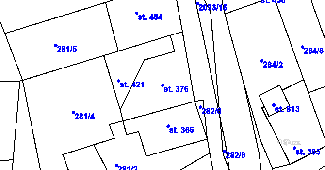 Parcela st. 376 v KÚ Svitávka, Katastrální mapa