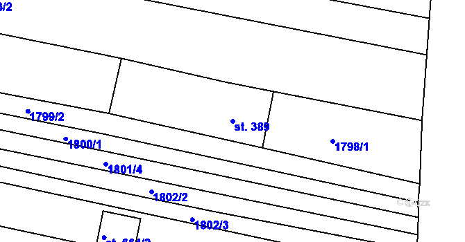 Parcela st. 389 v KÚ Svitávka, Katastrální mapa