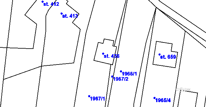 Parcela st. 436 v KÚ Svitávka, Katastrální mapa