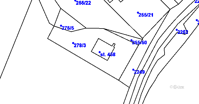 Parcela st. 458 v KÚ Svitávka, Katastrální mapa