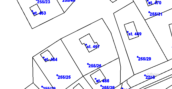Parcela st. 467 v KÚ Svitávka, Katastrální mapa