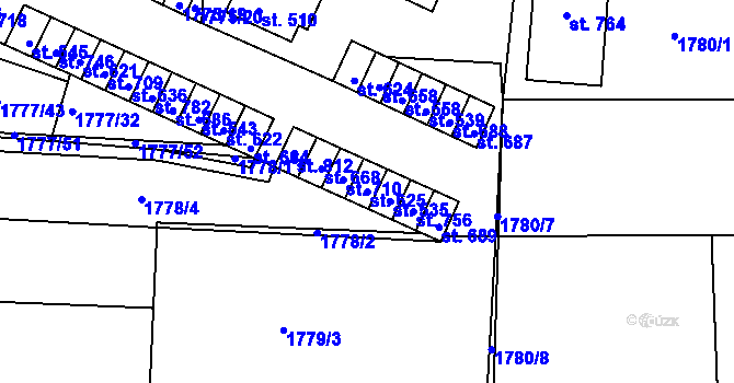 Parcela st. 625 v KÚ Svitávka, Katastrální mapa