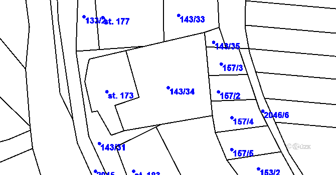 Parcela st. 143/34 v KÚ Svitávka, Katastrální mapa