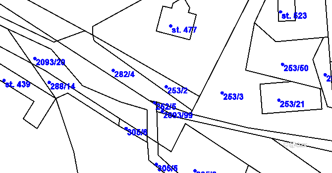 Parcela st. 253/2 v KÚ Svitávka, Katastrální mapa