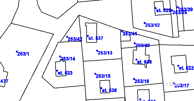 Parcela st. 253/13 v KÚ Svitávka, Katastrální mapa