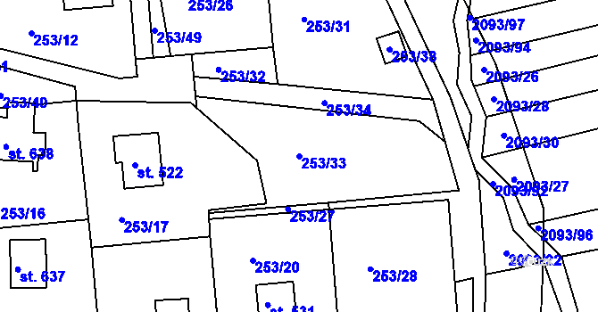 Parcela st. 253/33 v KÚ Svitávka, Katastrální mapa