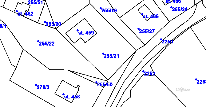 Parcela st. 255/21 v KÚ Svitávka, Katastrální mapa