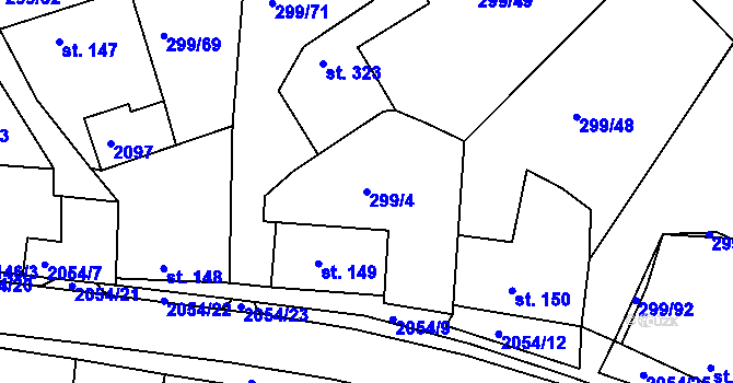 Parcela st. 299/4 v KÚ Svitávka, Katastrální mapa