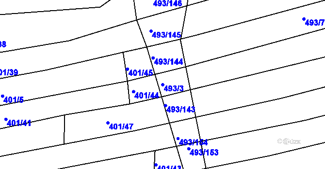 Parcela st. 493/3 v KÚ Svitávka, Katastrální mapa