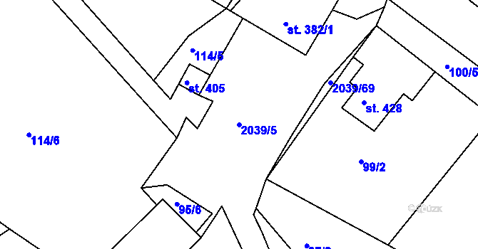 Parcela st. 2039/5 v KÚ Svitávka, Katastrální mapa