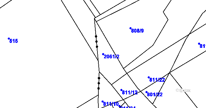 Parcela st. 2061/2 v KÚ Svitávka, Katastrální mapa