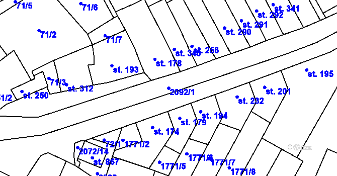 Parcela st. 2092/1 v KÚ Svitávka, Katastrální mapa