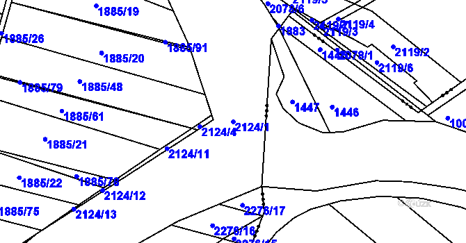 Parcela st. 2124/1 v KÚ Svitávka, Katastrální mapa