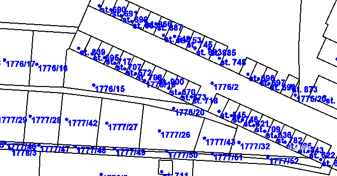 Parcela st. 670 v KÚ Svitávka, Katastrální mapa