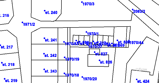 Parcela st. 679 v KÚ Svitávka, Katastrální mapa