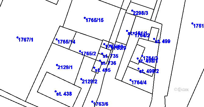 Parcela st. 735 v KÚ Svitávka, Katastrální mapa