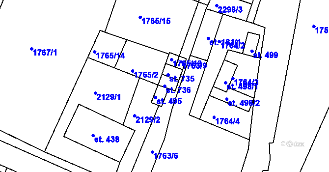 Parcela st. 736 v KÚ Svitávka, Katastrální mapa