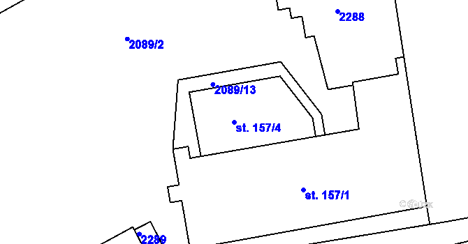 Parcela st. 157/4 v KÚ Svitávka, Katastrální mapa