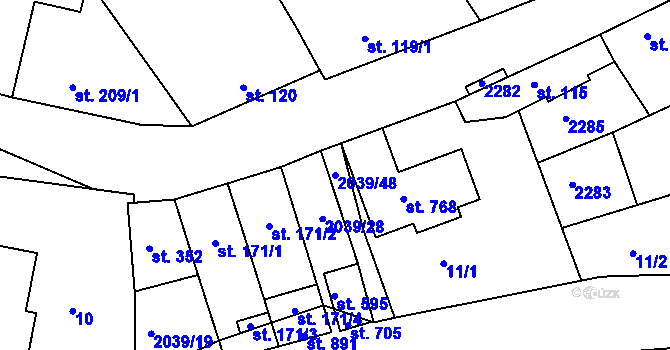 Parcela st. 2039/48 v KÚ Svitávka, Katastrální mapa