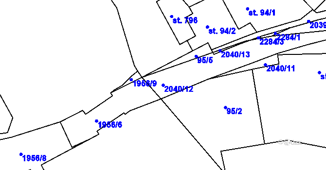 Parcela st. 2040/12 v KÚ Svitávka, Katastrální mapa
