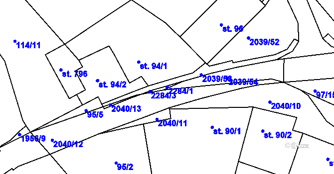 Parcela st. 2284/1 v KÚ Svitávka, Katastrální mapa