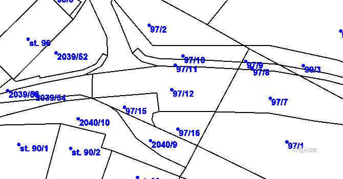 Parcela st. 97/12 v KÚ Svitávka, Katastrální mapa
