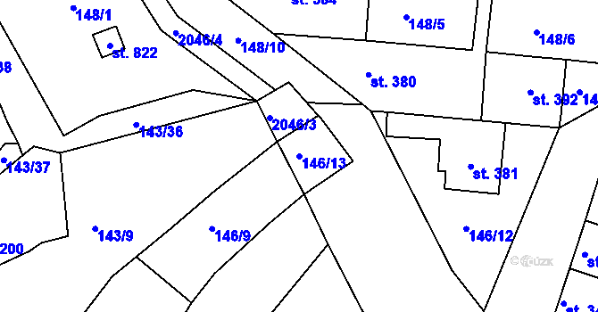 Parcela st. 146/13 v KÚ Svitávka, Katastrální mapa