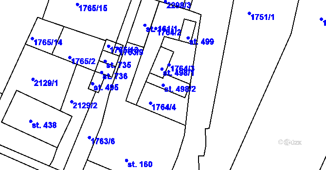Parcela st. 498/2 v KÚ Svitávka, Katastrální mapa