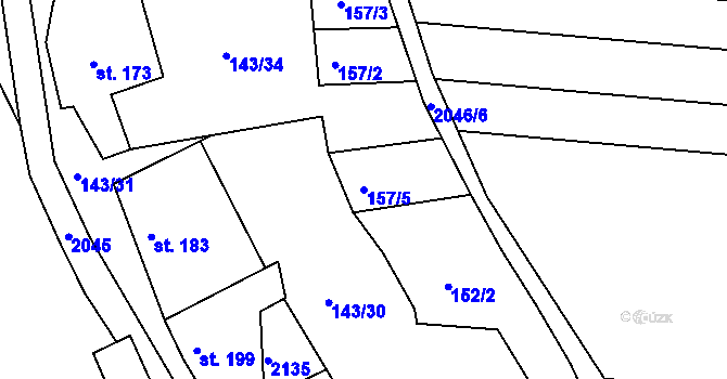 Parcela st. 157/5 v KÚ Svitávka, Katastrální mapa