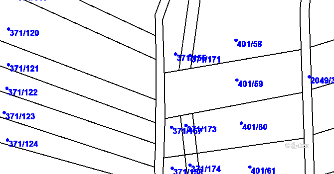 Parcela st. 371/156 v KÚ Svitávka, Katastrální mapa