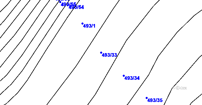 Parcela st. 493/33 v KÚ Svitávka, Katastrální mapa