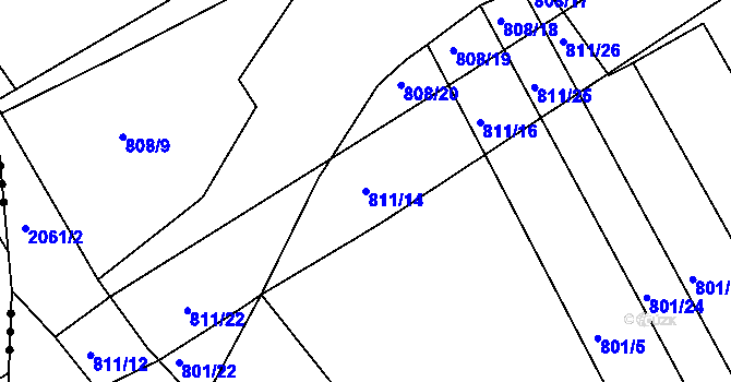 Parcela st. 811/14 v KÚ Svitávka, Katastrální mapa