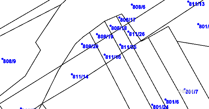 Parcela st. 811/16 v KÚ Svitávka, Katastrální mapa