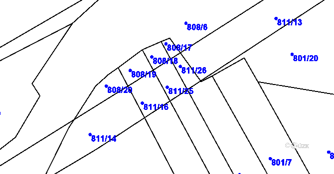 Parcela st. 811/25 v KÚ Svitávka, Katastrální mapa