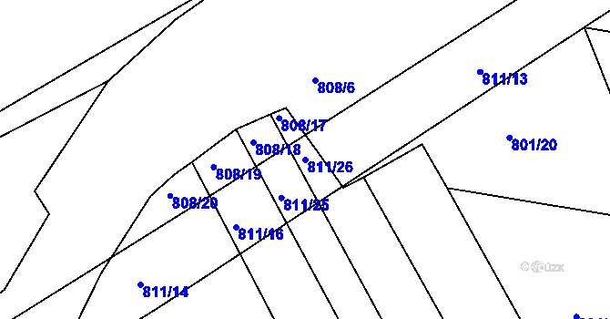 Parcela st. 811/26 v KÚ Svitávka, Katastrální mapa
