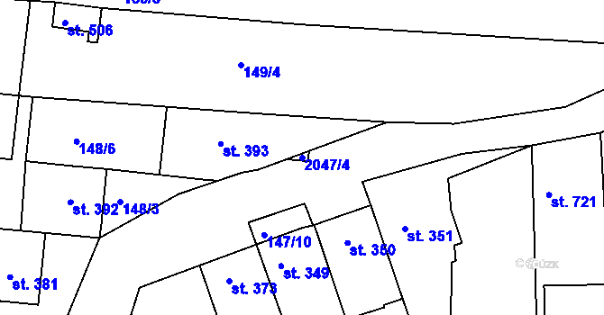 Parcela st. 2047/4 v KÚ Svitávka, Katastrální mapa