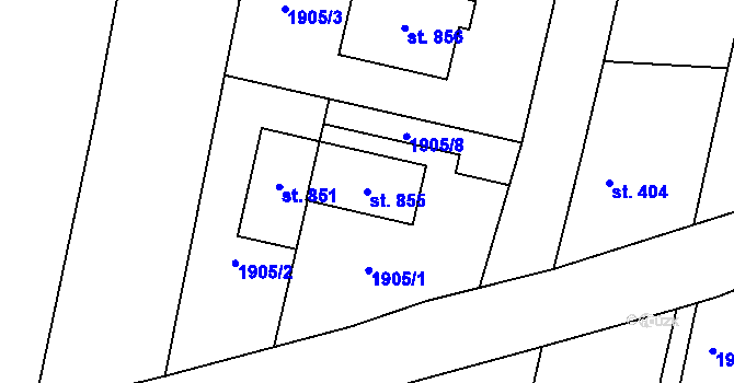 Parcela st. 855 v KÚ Svitávka, Katastrální mapa