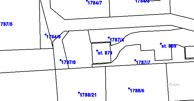 Parcela st. 871 v KÚ Svitávka, Katastrální mapa