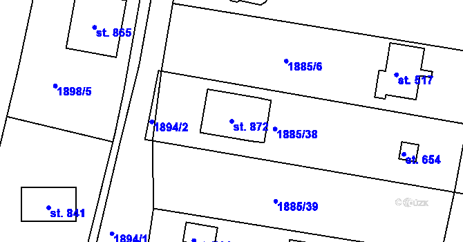 Parcela st. 872 v KÚ Svitávka, Katastrální mapa