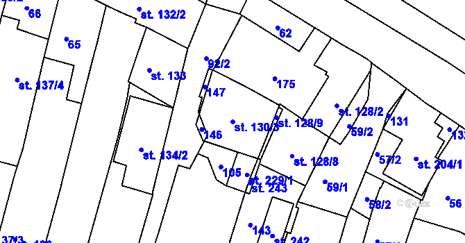 Parcela st. 130/3 v KÚ Svitavy-město, Katastrální mapa