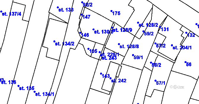 Parcela st. 229/1 v KÚ Svitavy-město, Katastrální mapa