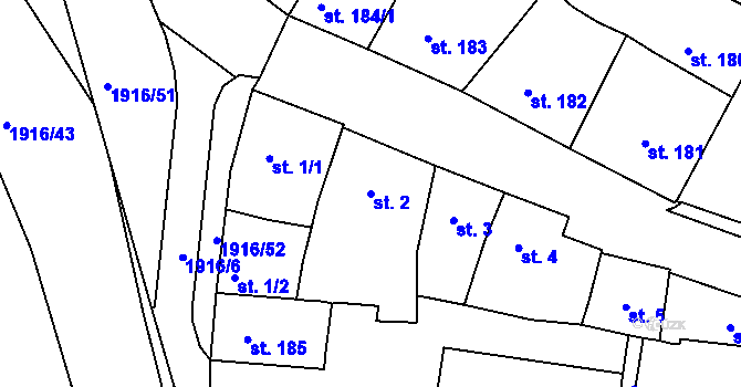 Parcela st. 2 v KÚ Svitavy-město, Katastrální mapa