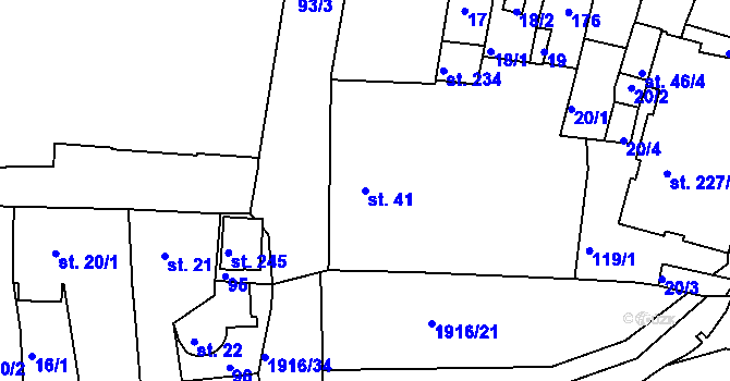Parcela st. 41 v KÚ Svitavy-město, Katastrální mapa