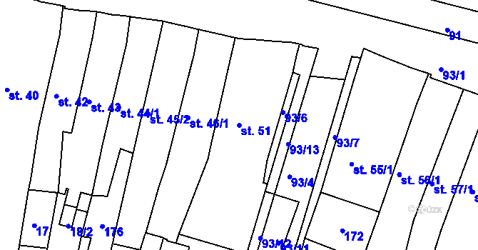 Parcela st. 51 v KÚ Svitavy-město, Katastrální mapa