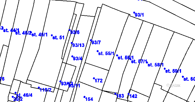 Parcela st. 55/1 v KÚ Svitavy-město, Katastrální mapa