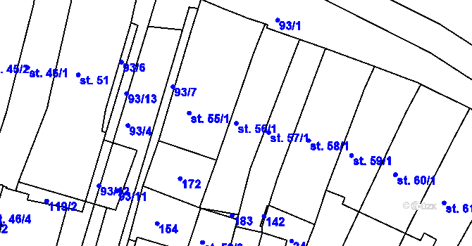 Parcela st. 56/1 v KÚ Svitavy-město, Katastrální mapa