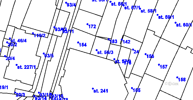 Parcela st. 56/3 v KÚ Svitavy-město, Katastrální mapa