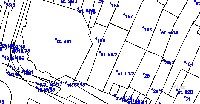 Parcela st. 60/2 v KÚ Svitavy-město, Katastrální mapa