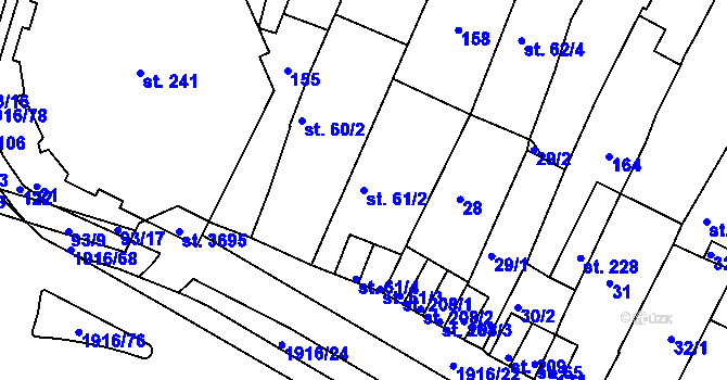 Parcela st. 61/2 v KÚ Svitavy-město, Katastrální mapa